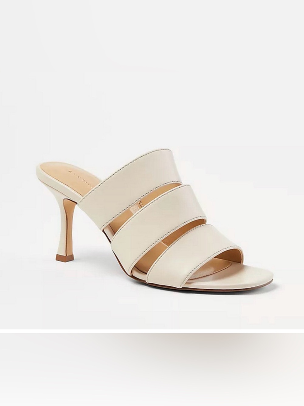 NEW ANN TAYLOR IVORY LEATHER THREE STRAP SANDALS HIGH HEELS SHOES SZ 7